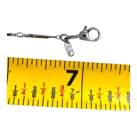 Vintage Monet Silver-Tone Twisted Bar Link Bracelet 7" Dainty Lightweight - Picture 4 of 10